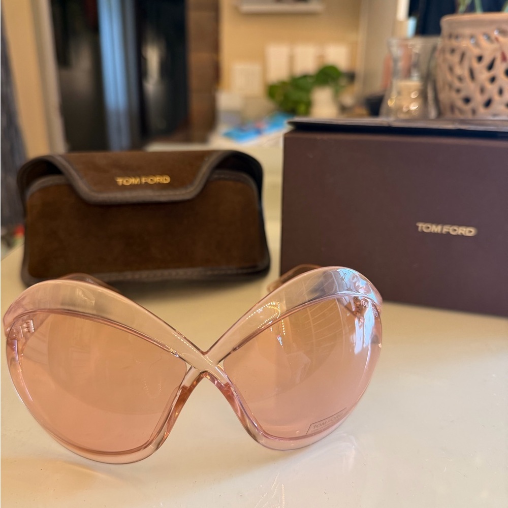 Tom Ford Oversized Translucent Pink Women's Sunglasses